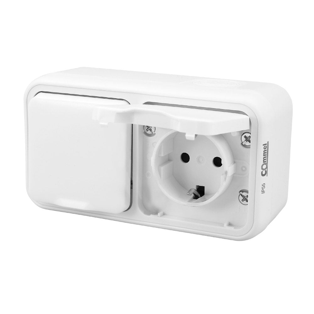 ОГ шуко дупло 16A БЕЛ IP55 - Commel