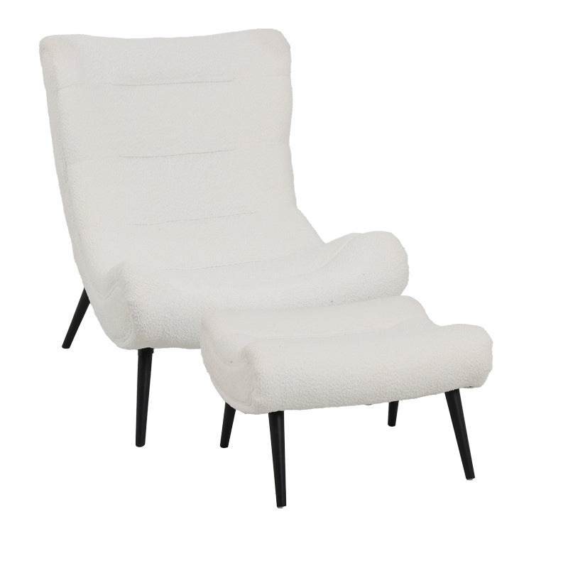 Фотелја Silla ткаенина/boucle со потпирач за нозе 97x80x100cm