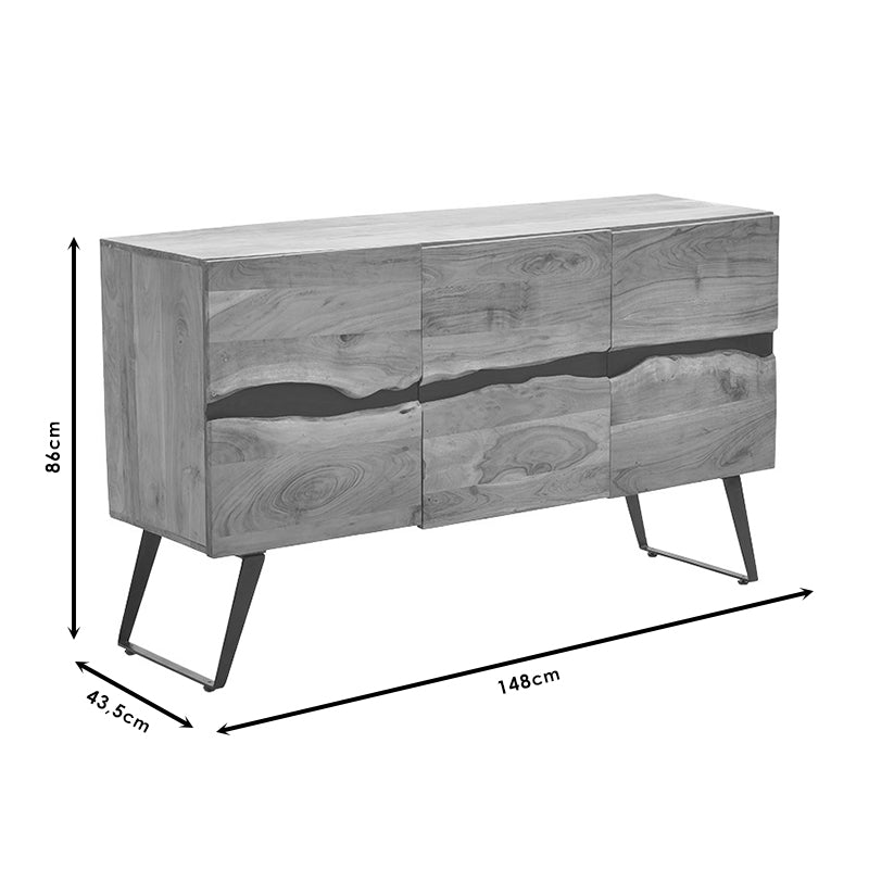 Кабинет Imena  цврсто дрво 4cm природно-црно 148x43,5x86cm