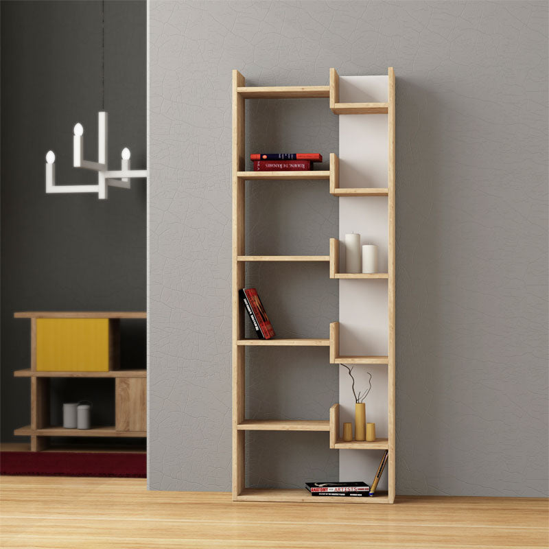 Полица за книги Oppa  природно-бела 61x22x162cm