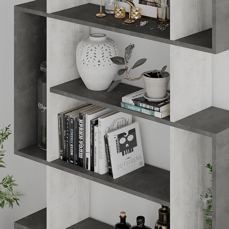 Полица за книги MITO  во античка бело-сива боја 108,5x25,5x161cm