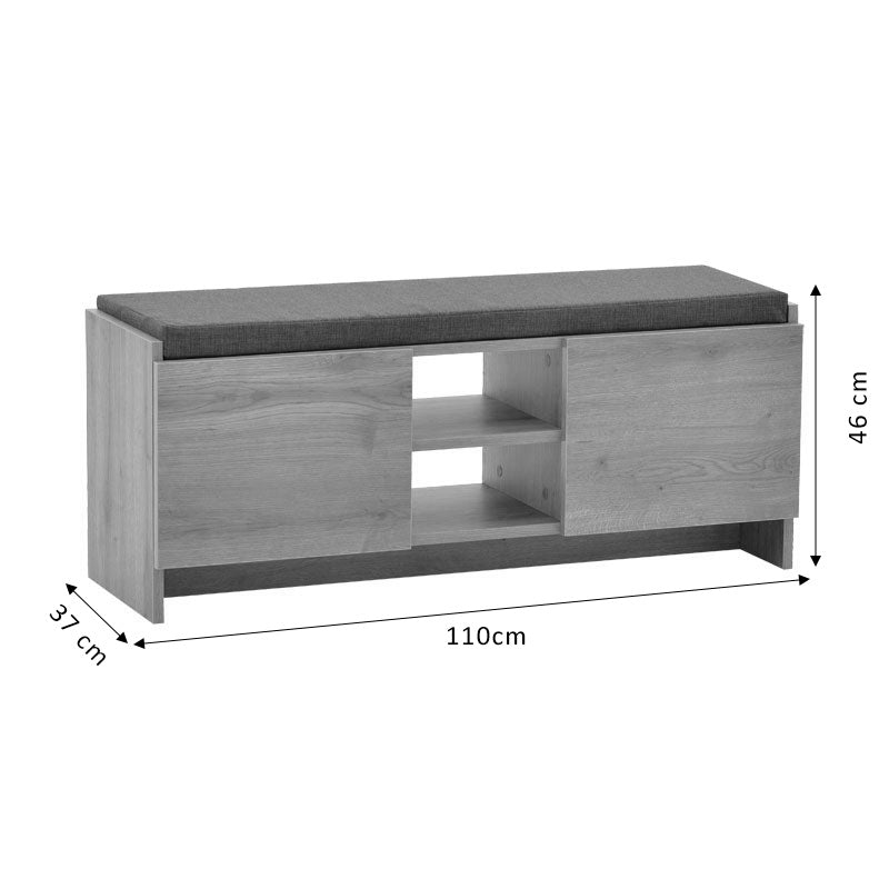 Влезен мебел табуретка-кабинет за чевли Zulla  10 пара сонома 110x37x46 cm
