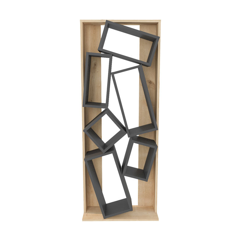 Полица за книги Jamey  природно-темно сива 60x24x153,6cm