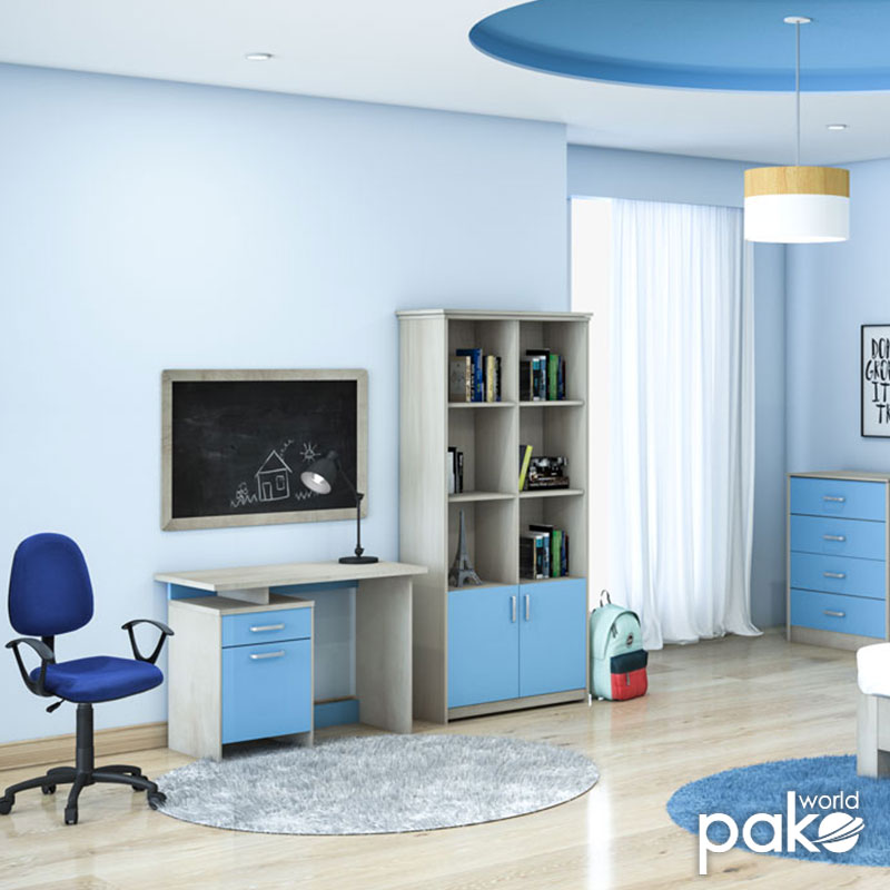 Детска полица за книги Looney  castillo-blue 80,5x36,5x183,5