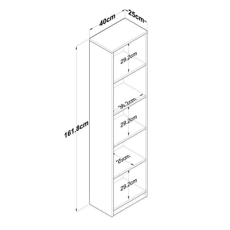 Полица за книги Goldie  бело-природно 40x25x161,80 cm