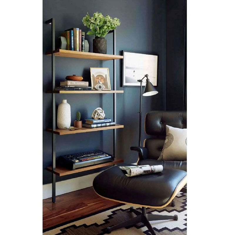 Полица за книги Bliss  цврсто борово дрво орев-црно 69x21x185cm