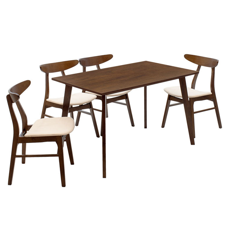 Трпезариски комплет Benson - Orlean  5 парчиња 120x80x75cm во орев - беж ткаенина