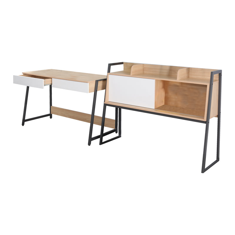 Работно биро Jersey  меламин во природно-бела нијанса и антрацит метал 124x54x171cm