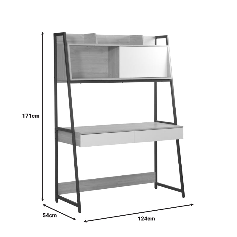 Работно биро Jersey  меламин во природно-бела нијанса и антрацит метал 124x54x171cm