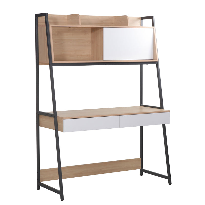Работно биро Jersey  меламин во природно-бела нијанса и антрацит метал 124x54x171cm