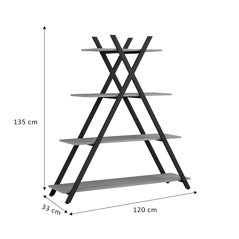 Полица за книги Tree  црно-природно 120x33x135cm