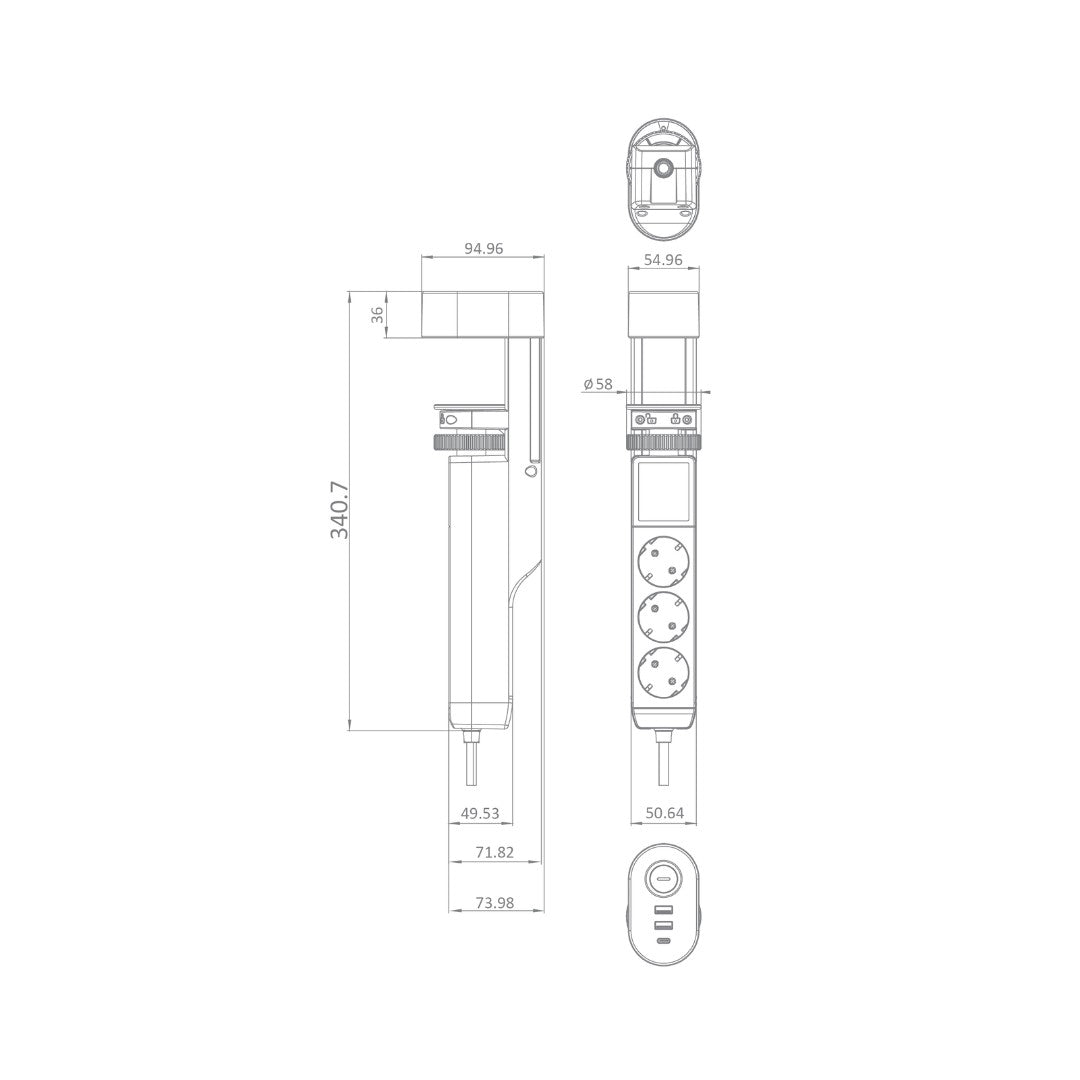 Продолжен кабел за биро,3 шуко, USB A+C 1,4 метри