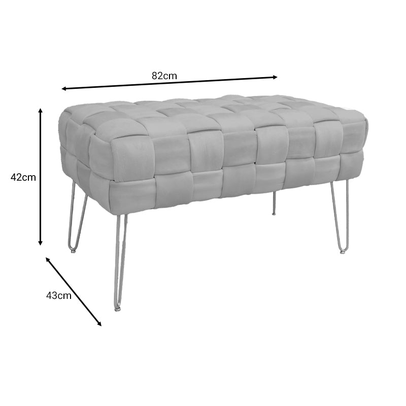 Ottoman Wenzo  сиво кадифе 82x43x46cm