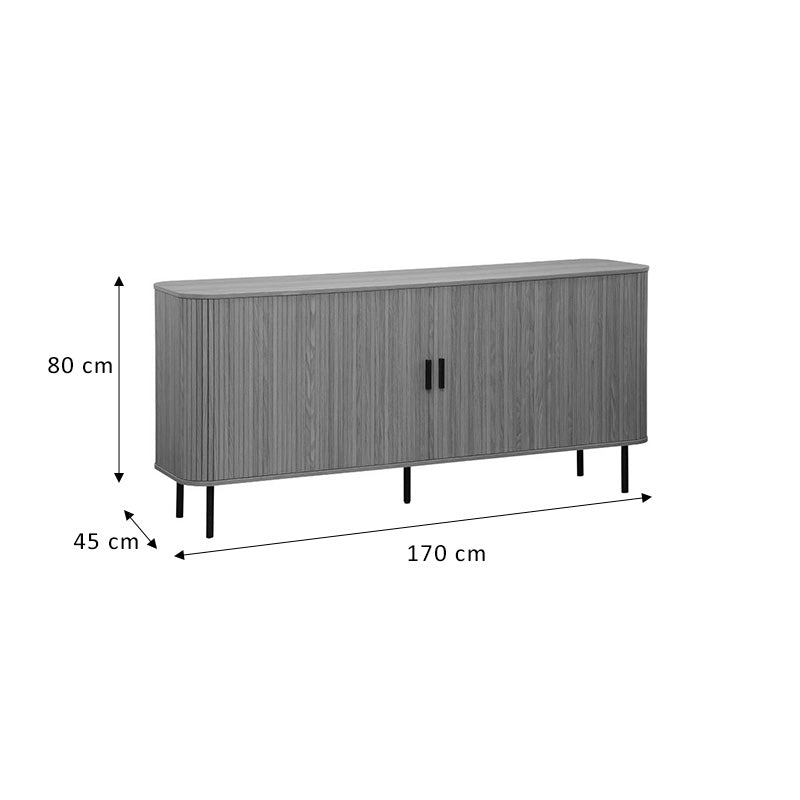 Бифе Scandi  MDF природна боја со црни метални ногарки 170x45x80cm