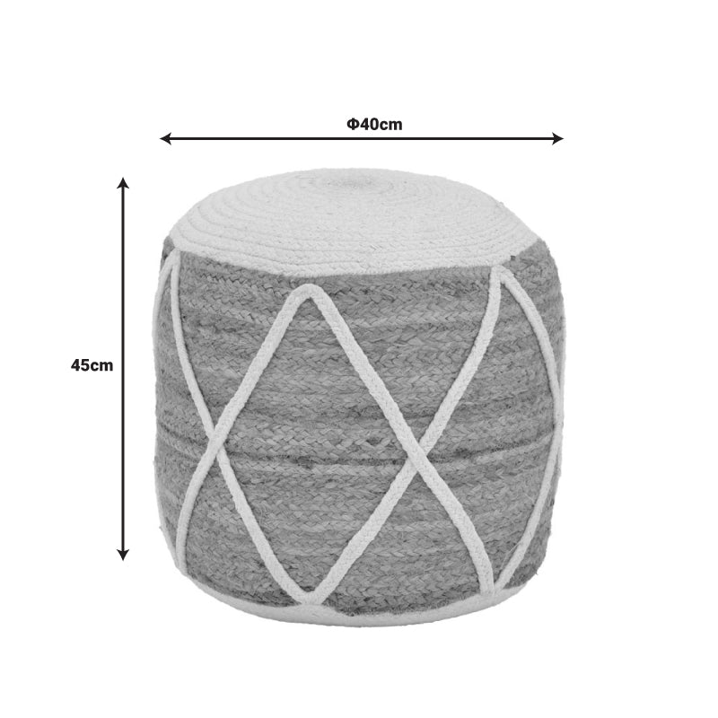 Maroc  јутана табуретка во природна и бела нијанса D40x45cm