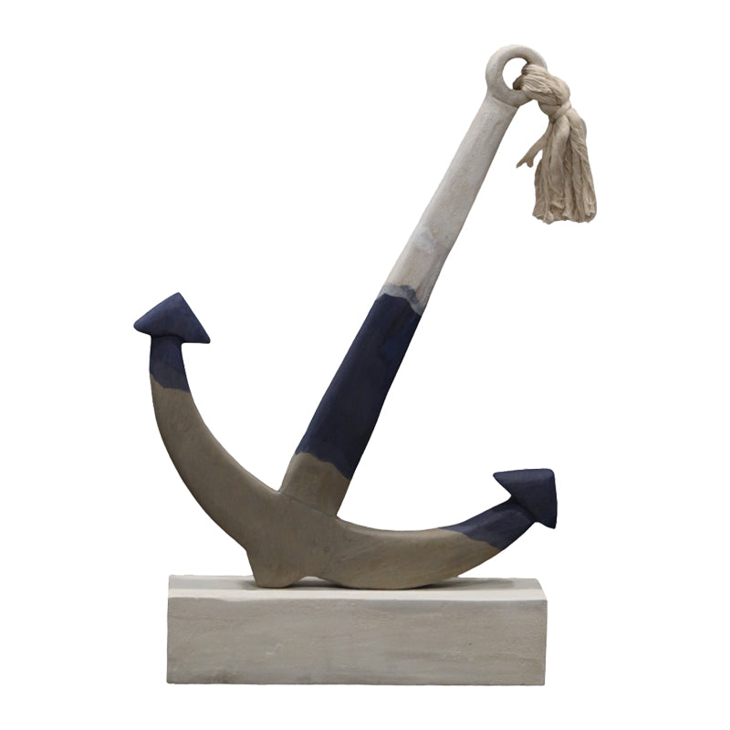 Декорација на маса морско сидро Elize  бело-сиво-сино манго дрво 37,5x7,5x52cm