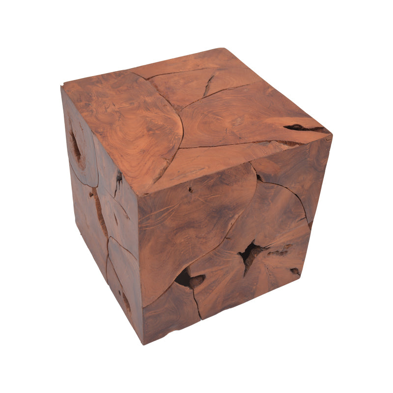Столче Boxy  природно цврсто дрво од тиково дрво 40x40x40cm