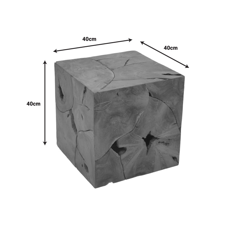 Столче Boxy  природно цврсто дрво од тиково дрво 40x40x40cm