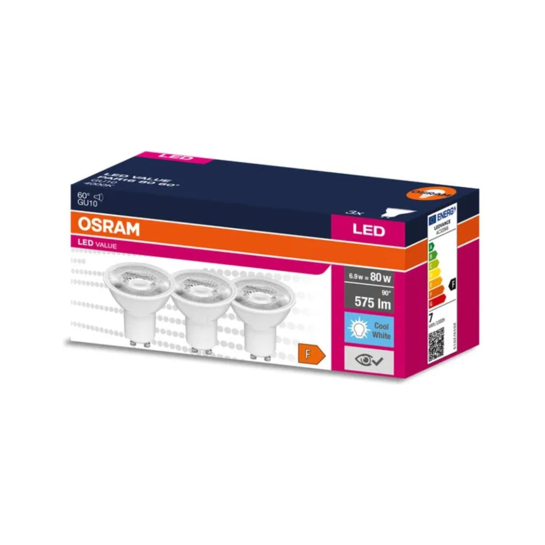 СЕТ од 3 LED Сијалици GU10 6.9w 4000k - Osram
