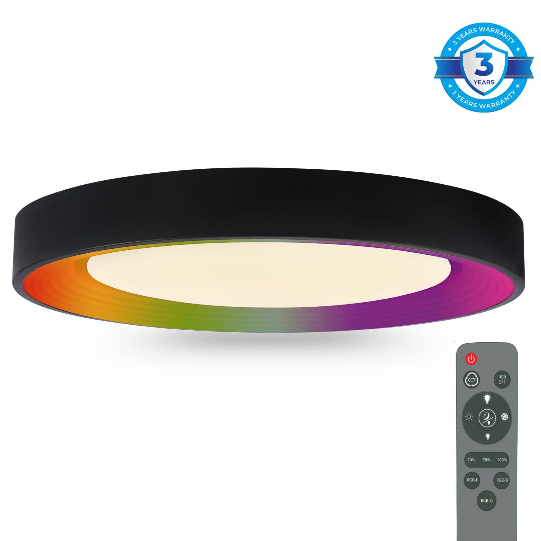 Majestic - Црна RGB ЛЕД Плафонерка 30w - Ф50cm