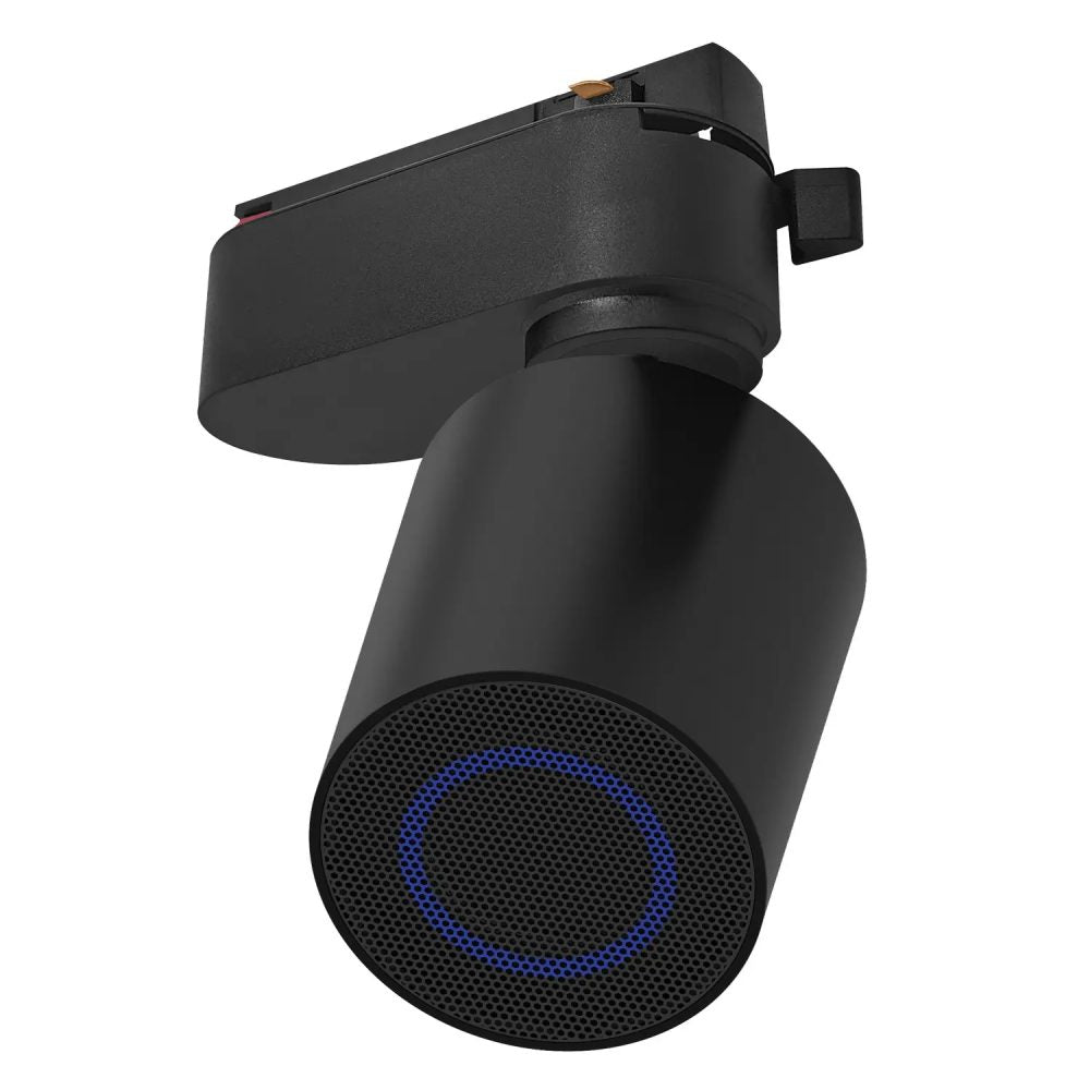 Црн иновативен Bluetooth звучник од 10W дизајниран за лесна монтажа на стандардна надградна шинска расвета