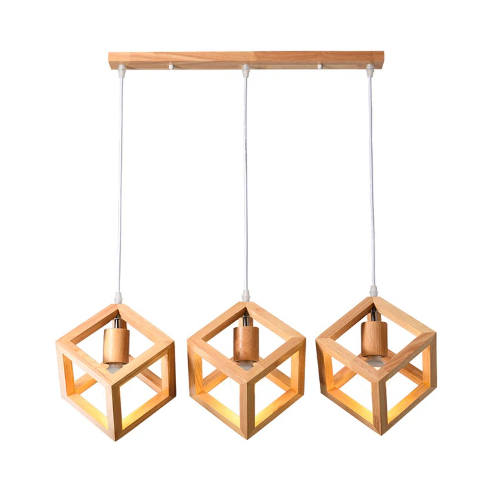 Cube Wood - Висечка Светилка Линиска 3xE27