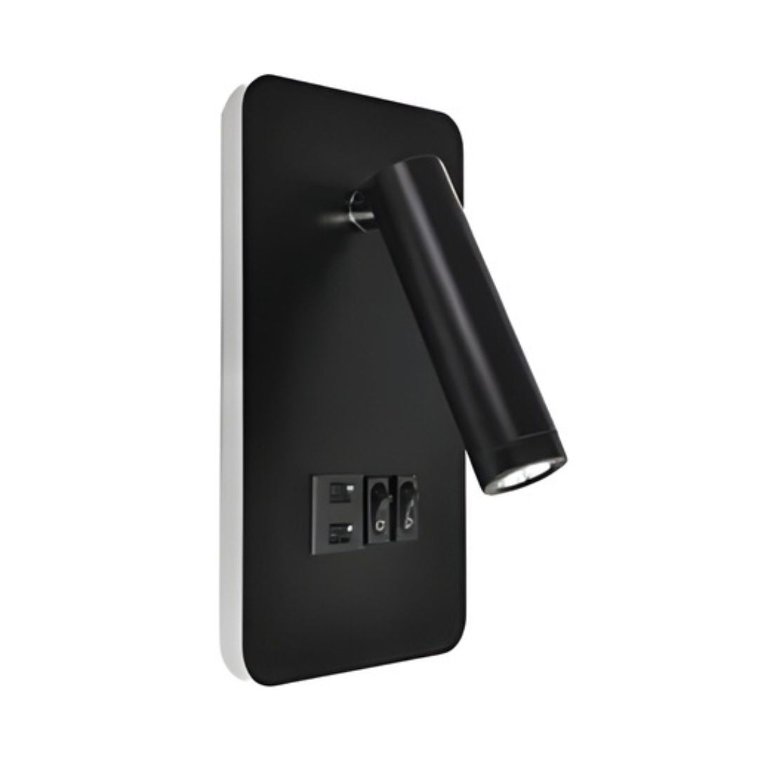 CUNDA - Црна ѕидна светилка 10W+3W 4000K + USB