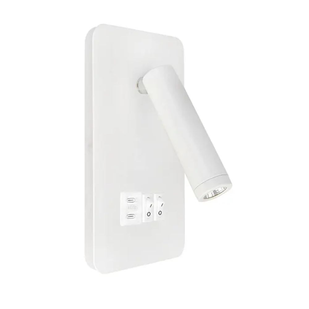 CUNDA - Бела ѕидна светилка 10W+3W 4000K + USB