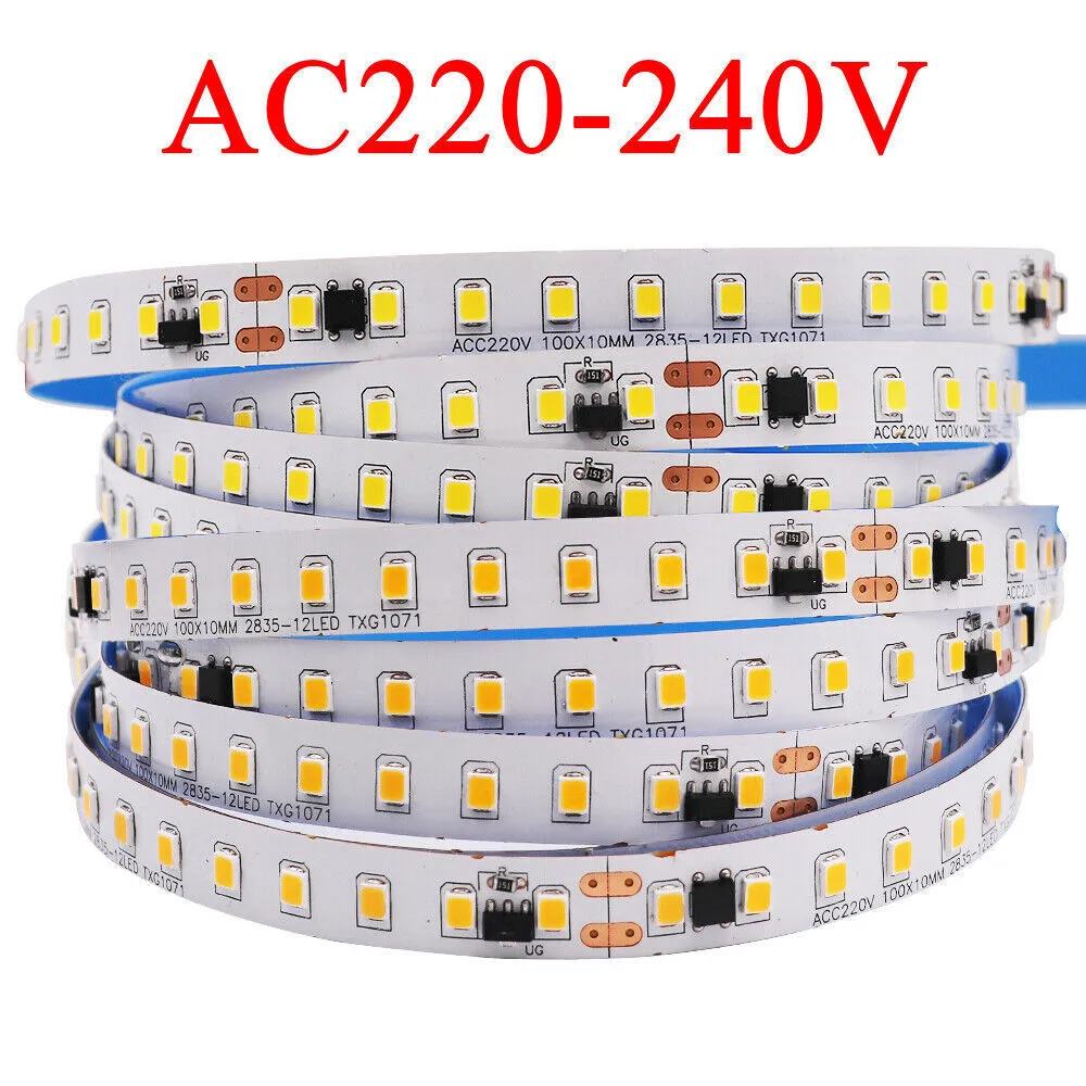ЛЕД лента 10W 6400K 220V 5м - самолеплива