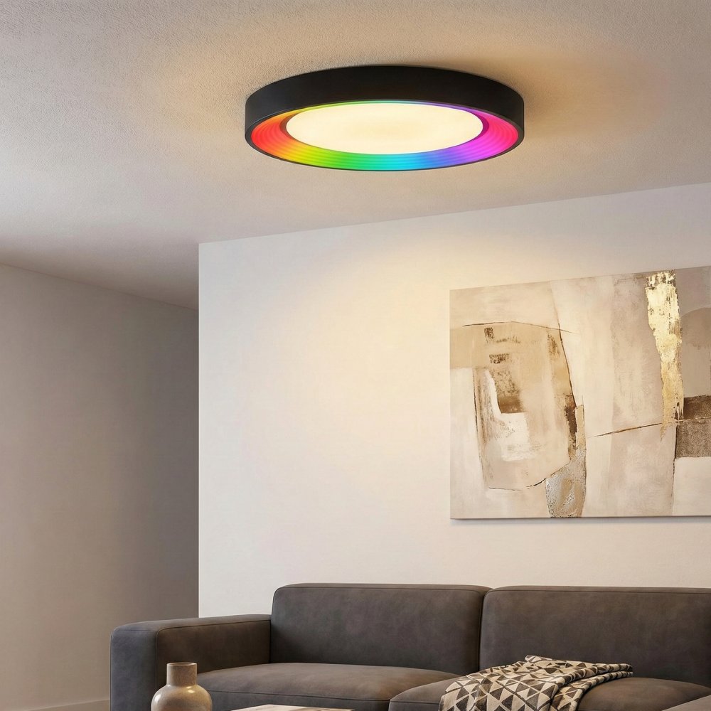 Majestic - Црна RGB ЛЕД Плафонерка 30w - Ф50cm