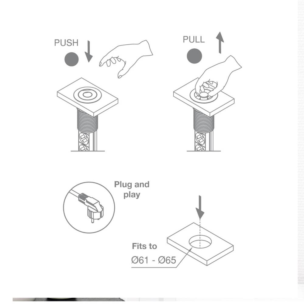 Продолжен кабел POP-up 3 шуко + 2 USB, 2m