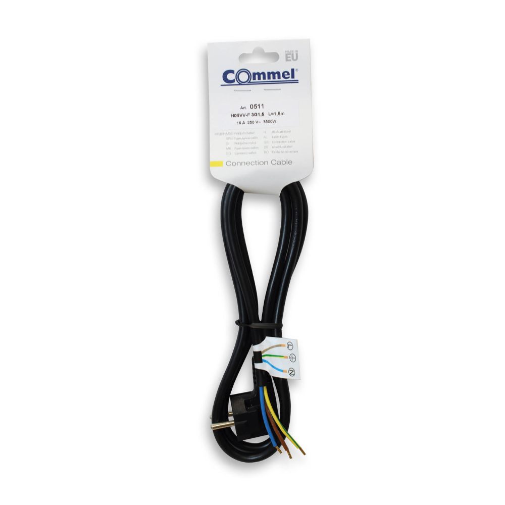 Поврзувачки кабел со PVC обвивка - 1.5m црн 3G1.5 | Commel