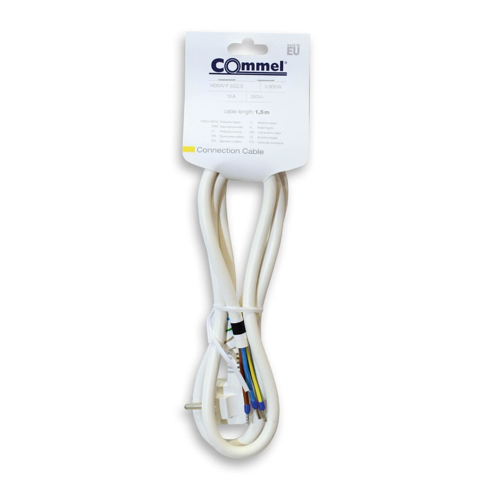 Поврзувачки кабел со PVC обвивка - 1.5m бел 3G2.5 | Commel