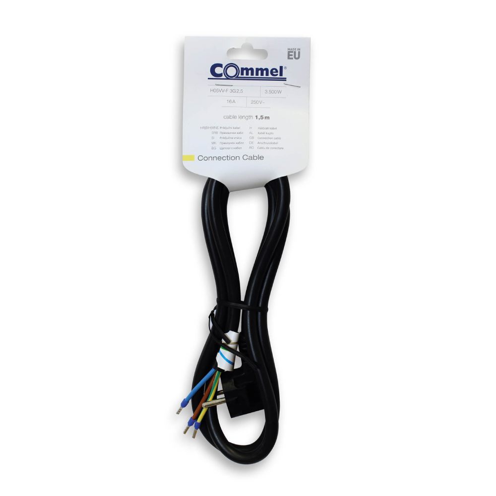 Поврзувачки кабел со PVC обвивка - 1.5m црн 3G2.5 | Commel