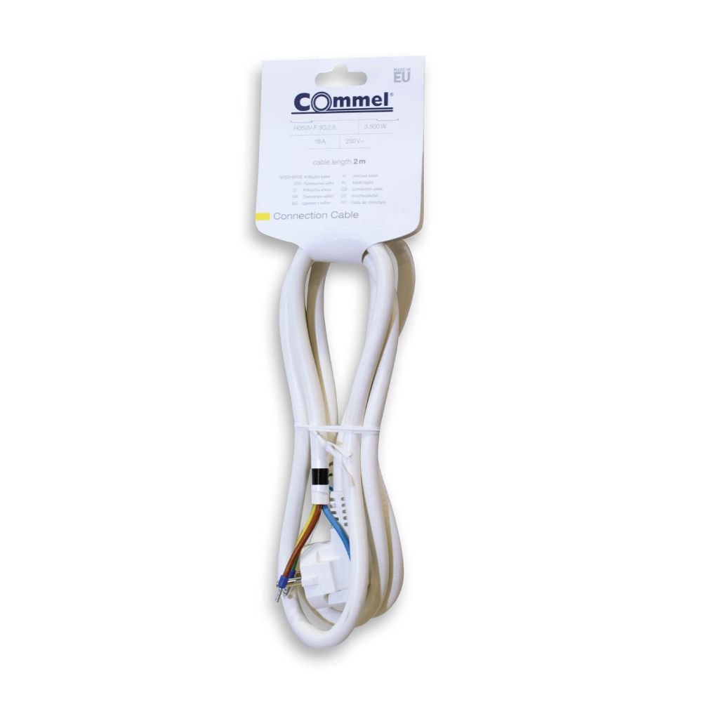 Поврзувачки кабел со PVC обвивка - 2m бел 3G2.5 | Commel