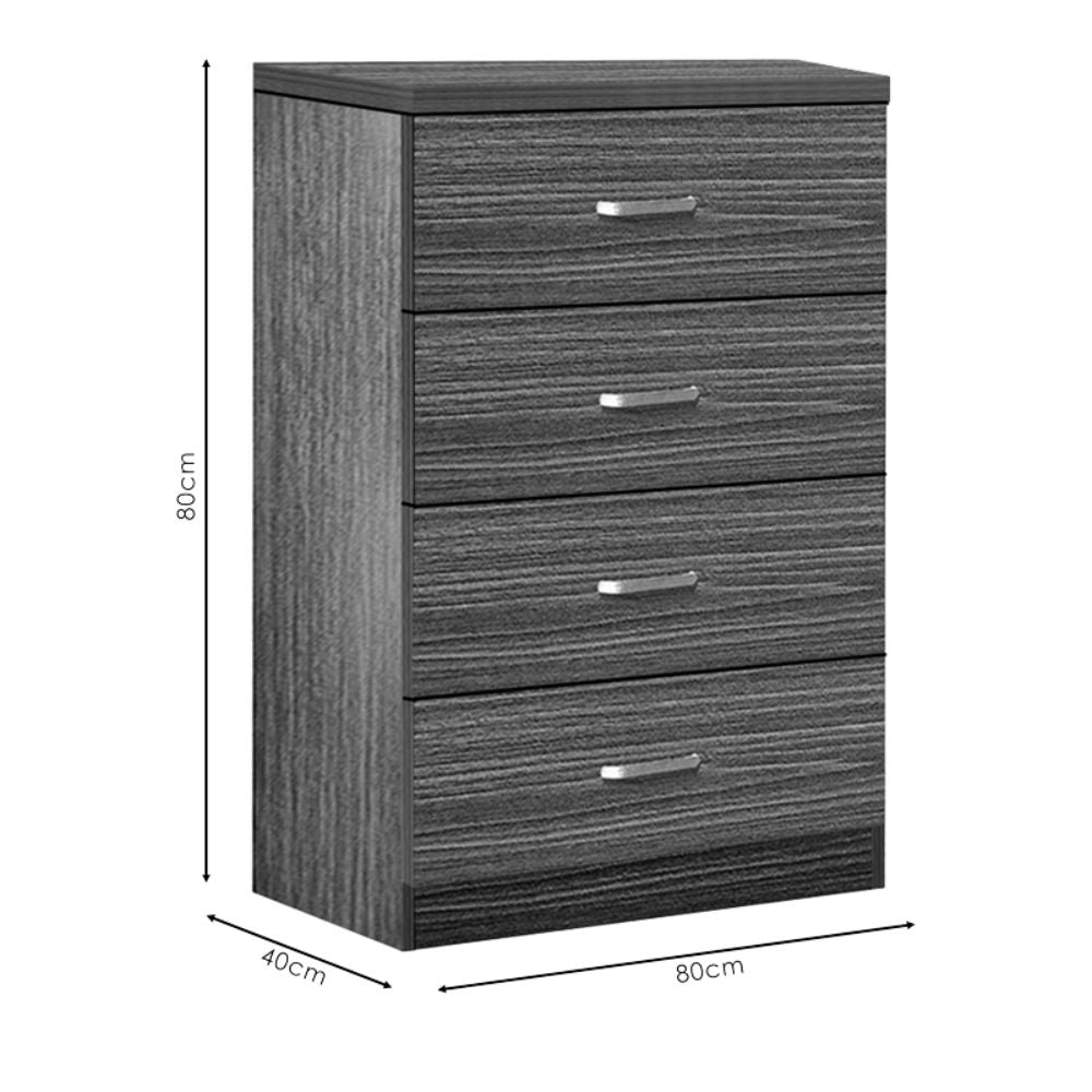 KILLIAN - Црна Комода со 4 Фиоки 80x40x80
