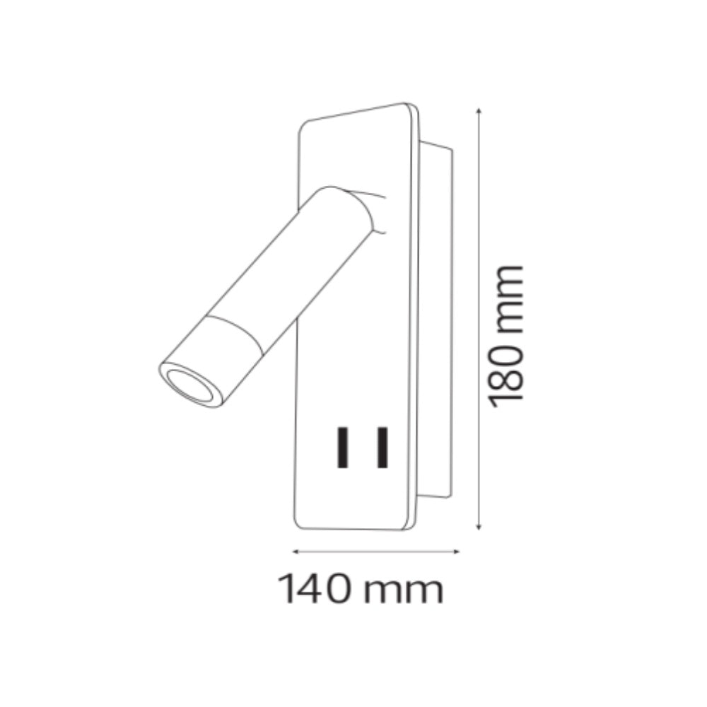 CUNDA - Црна ѕидна светилка 10W+3W 4000K + USB