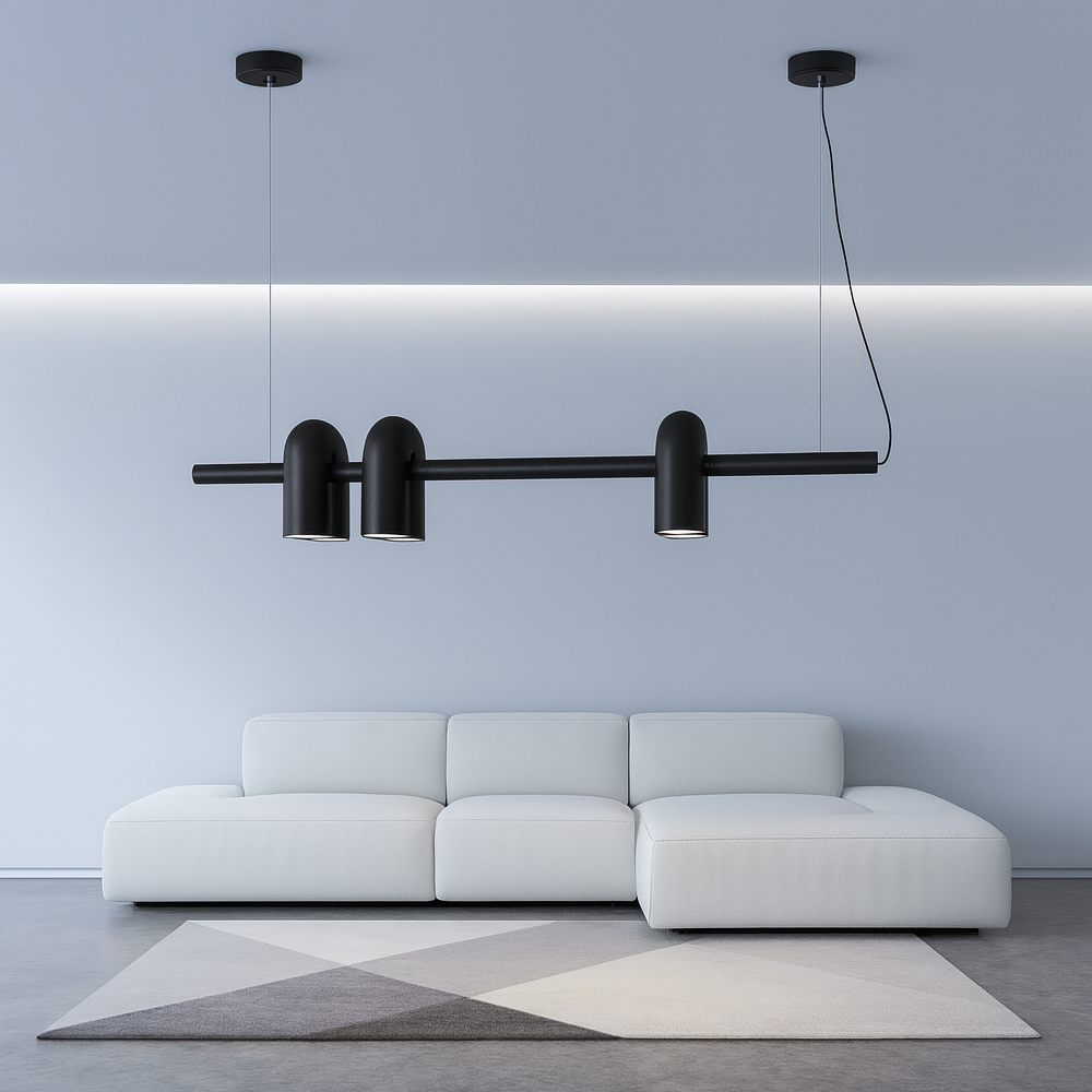 Terracotta - Црн линиски LED лустер 6xGU10