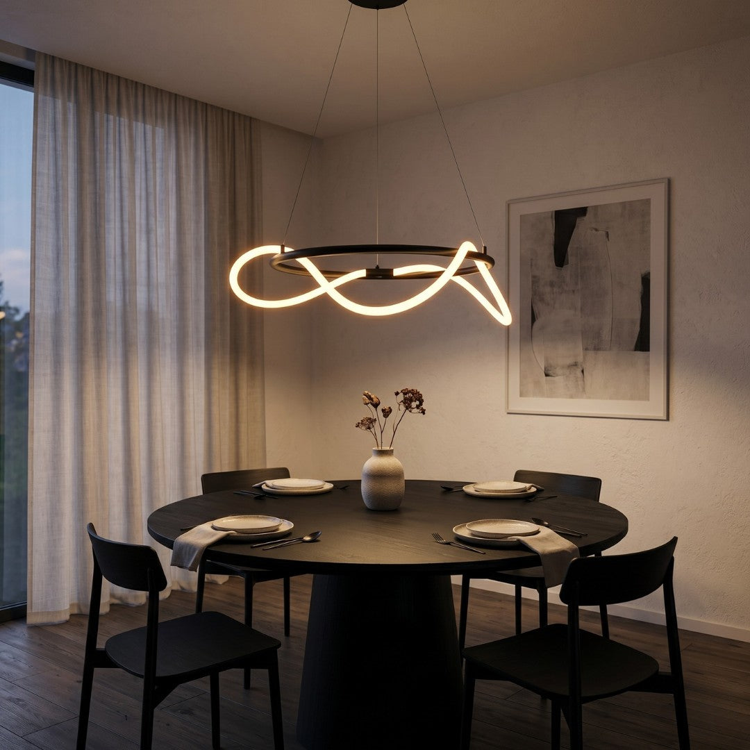 Arella - Црн Кружен LED лустер 3000k 36w Ф60